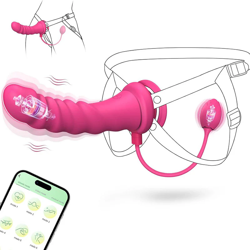 App Controlled Pink Vibrating Dildo (With Butt Plug)