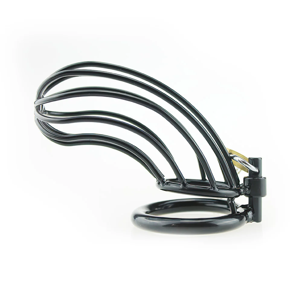 Black Metal Chastity Cage (3 Rings)