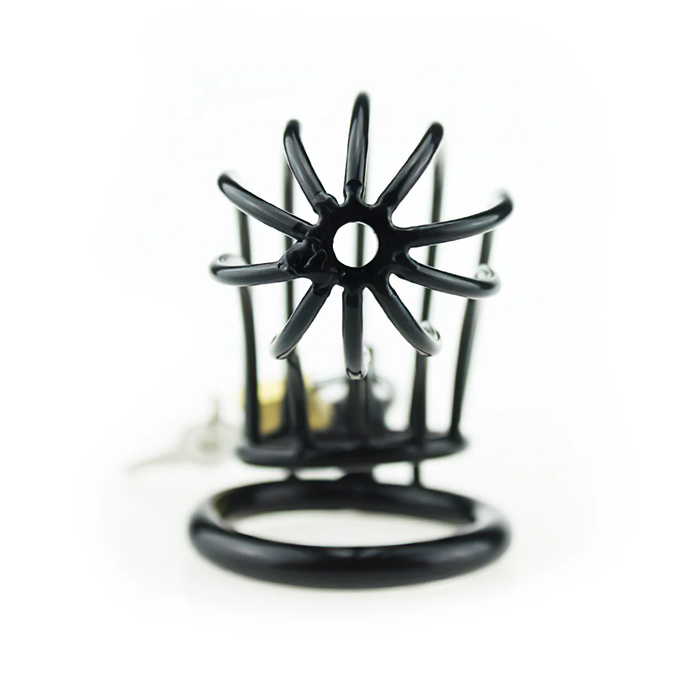 Black Metal Chastity Cage (3 Rings) - Image 5