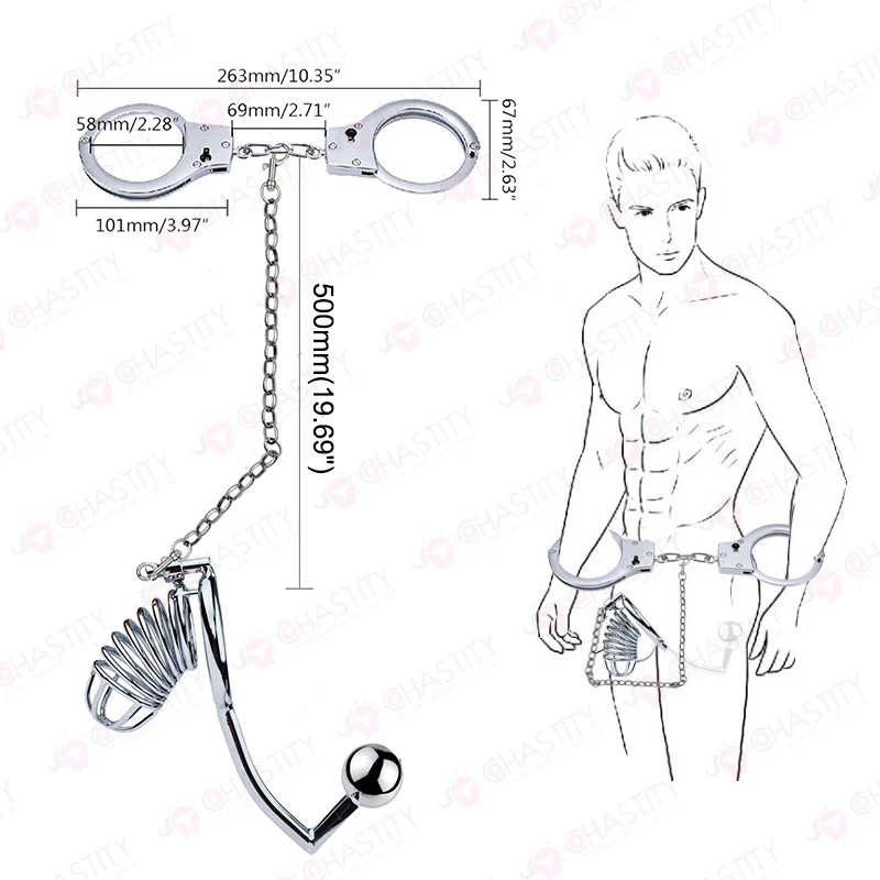 Chastity Cage With Handcuffs - Image 3