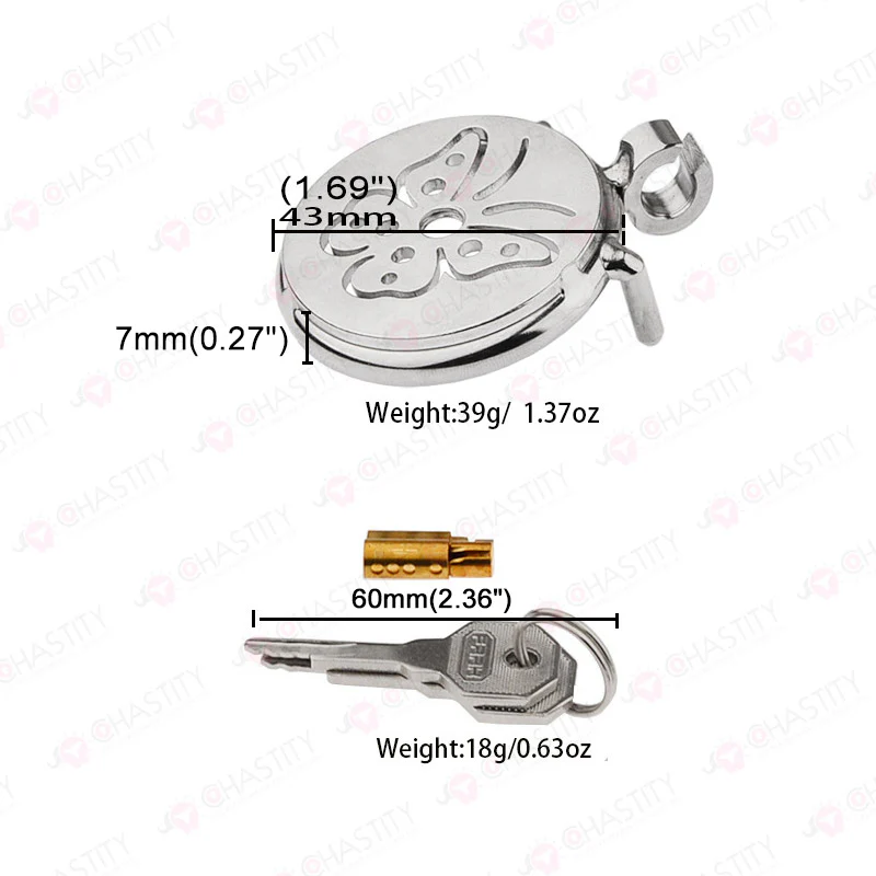 Flat Stainless Steel Chastity Lock (Hinge Ring) - Image 4