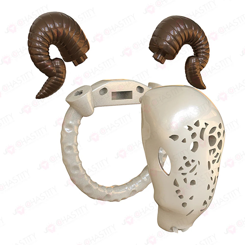 Goat Flat Chastity Penis Cover (Detachable Horns) - Image 2
