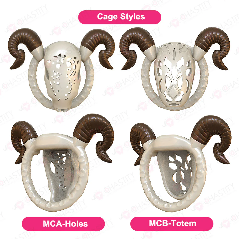 Goat Flat Chastity Penis Cover (Detachable Horns) - Image 3