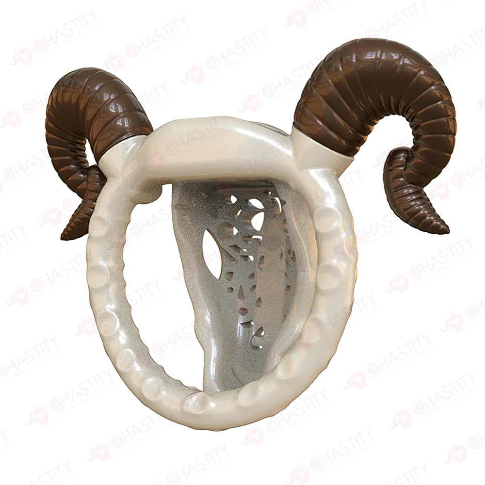 Goat Flat Chastity Penis Cover (Detachable Horns) - Image 4