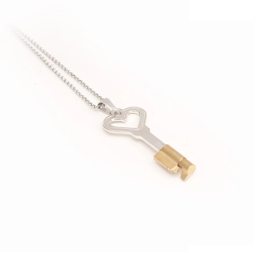 Heart Shaped Chastity Cage Cylinder Lock With Chain - Image 2
