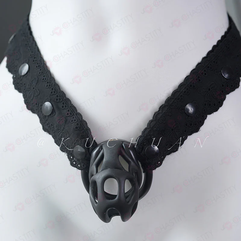 Lace Sissy Chastity Cage Harness - Image 8