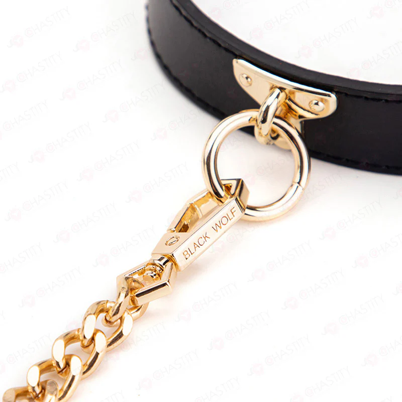 Leather BDSM Collar With Leash - Image 3