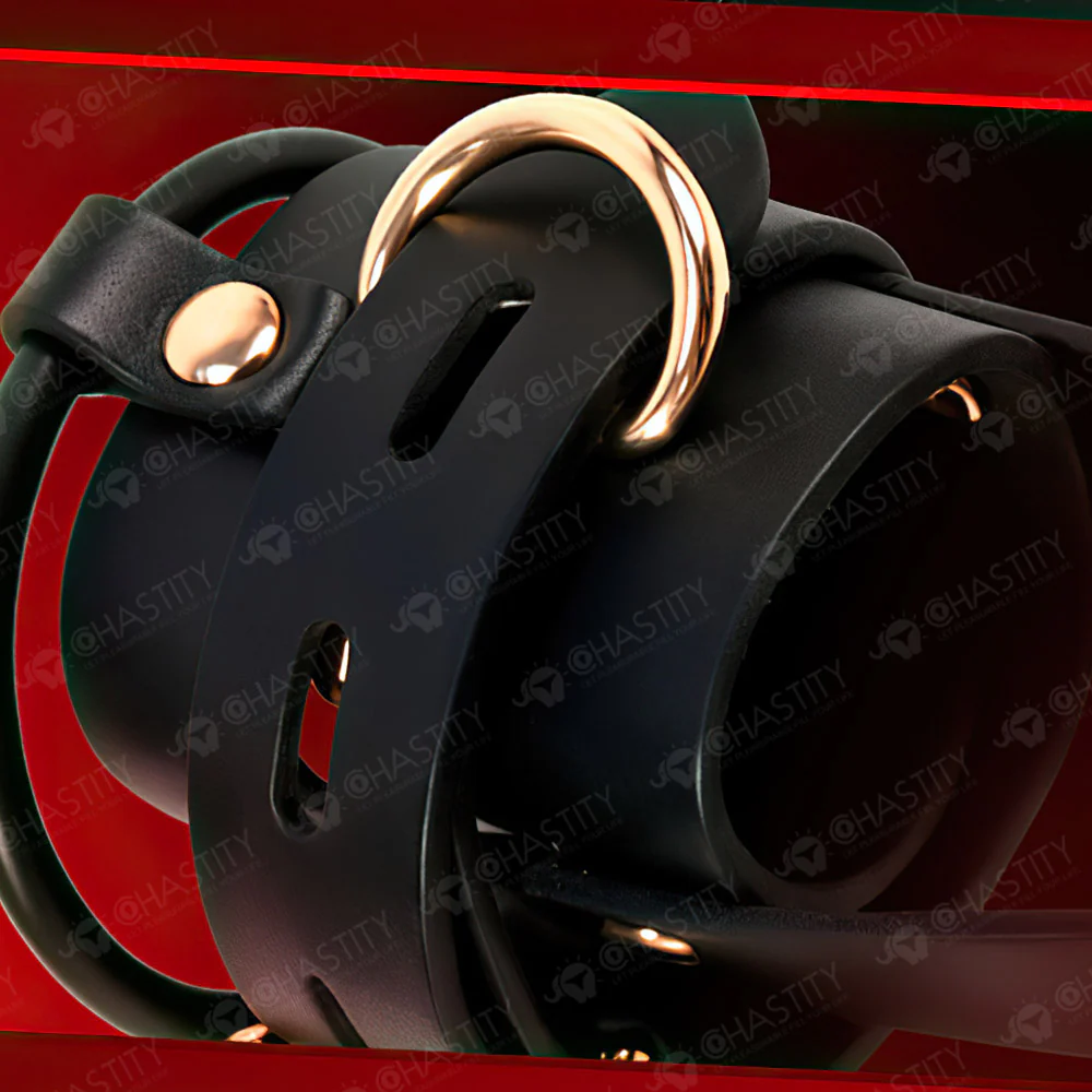 Leather Chastity Cage with Leash - Image 5