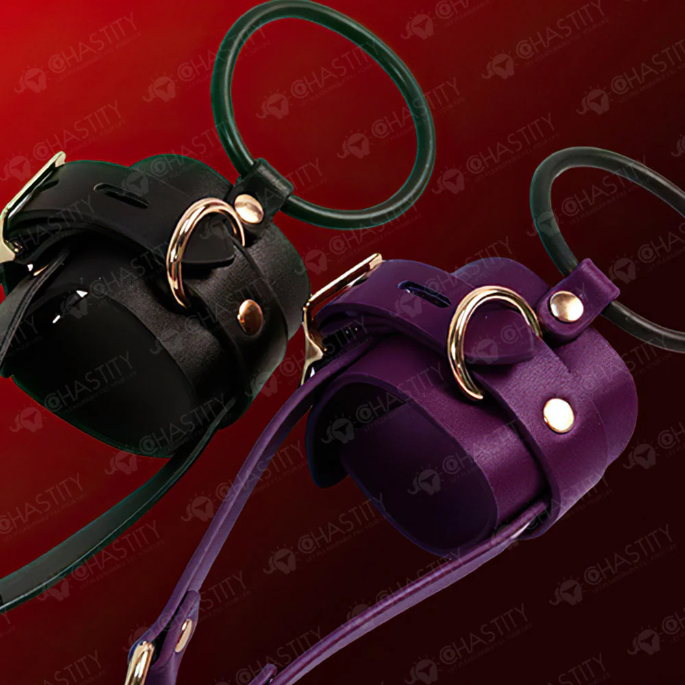 Leather Chastity Cage with Leash - Image 8