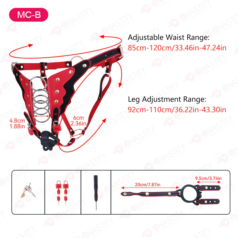 Riveted Forced-Upright Leather Chastity Pants (Chastity Cage Support) - Image 4