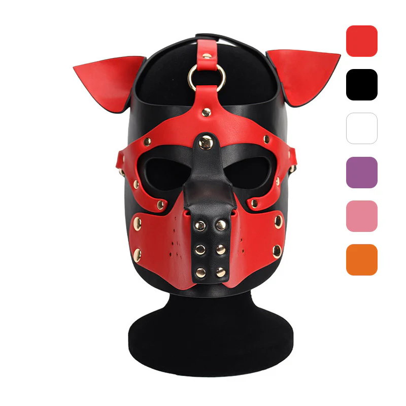 Leather Dog Mask With Removable Muzzle