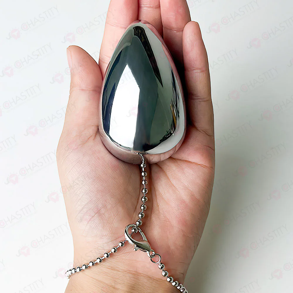 Metal Egg Anal Plug With Chain - Image 2