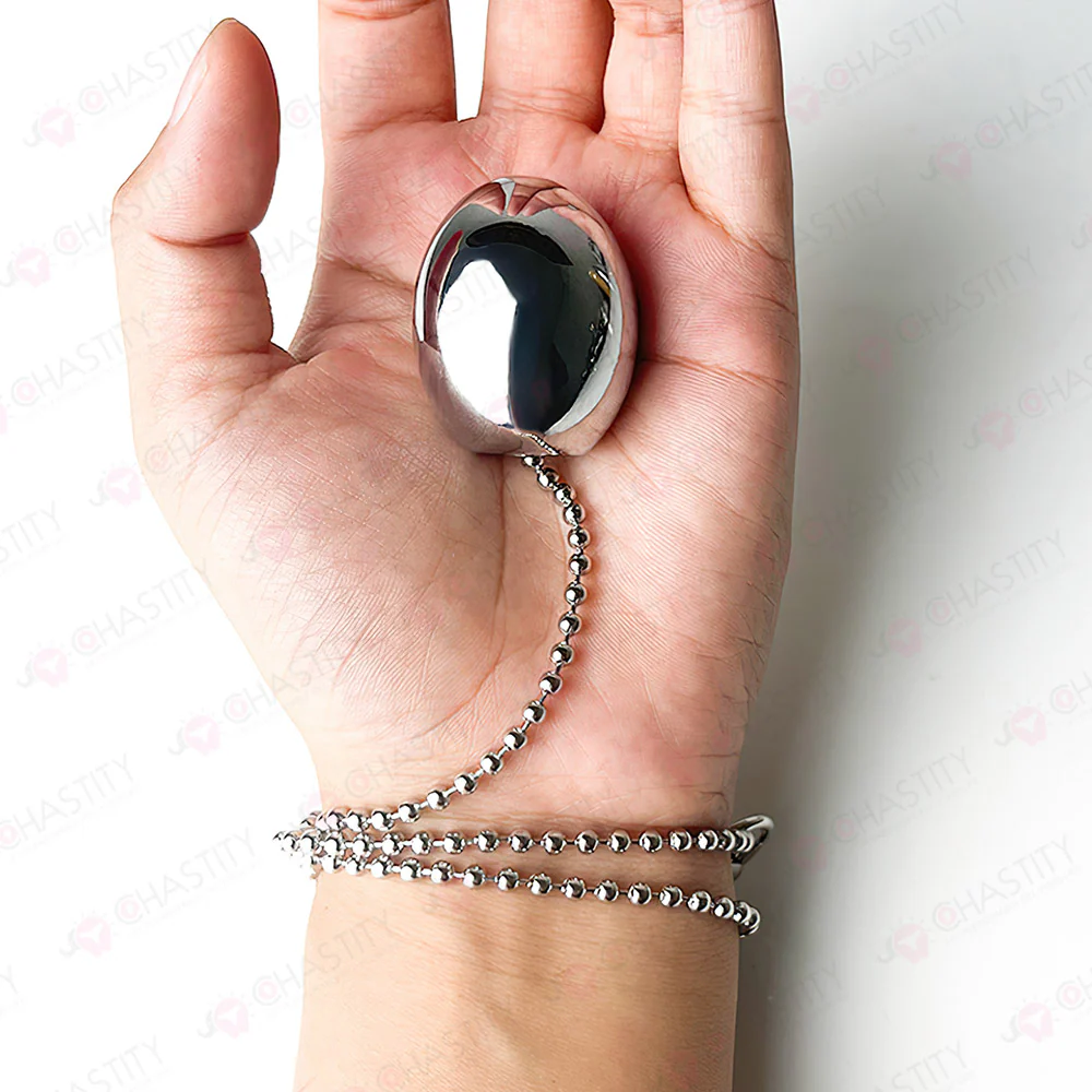 Metal Egg Anal Plug With Chain - Image 9