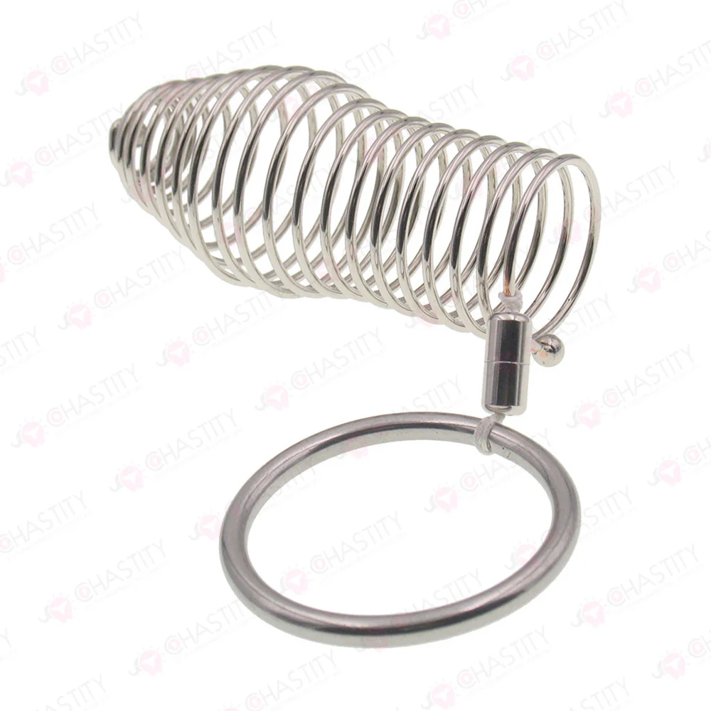 Stainless Steel Spiral Penis Cuff With Penis Ring - Image 2