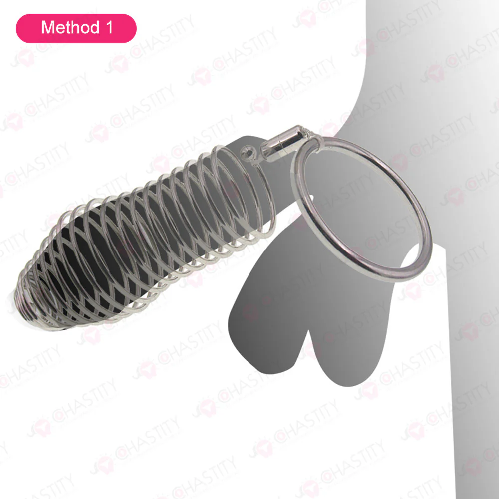 Stainless Steel Spiral Penis Cuff With Penis Ring - Image 8