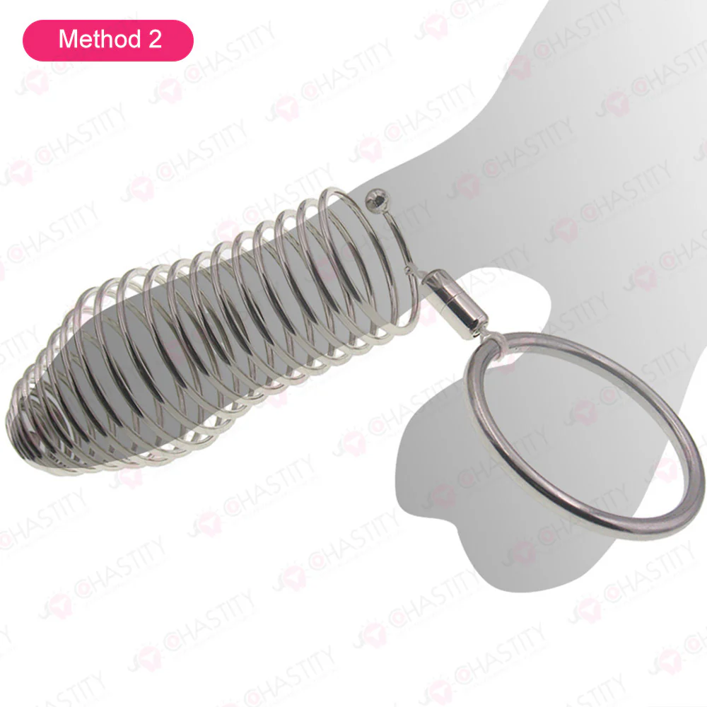 Stainless Steel Spiral Penis Cuff With Penis Ring - Image 9