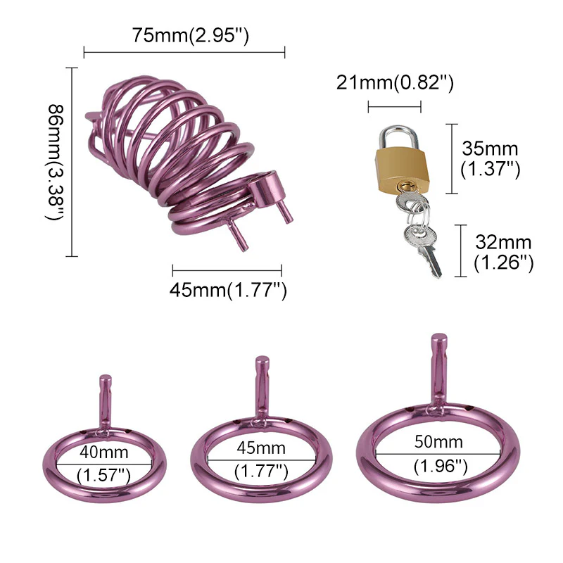 Purple Chastity Cage ( 3 Rings ) - Image 3