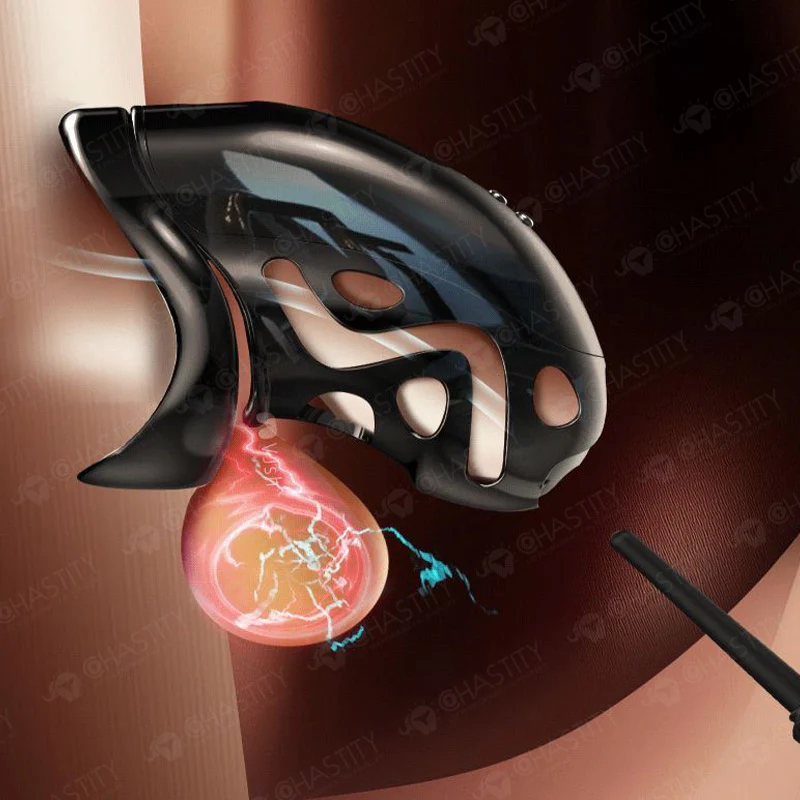 Remote Control Electric Shock Chastity Cage (3 Rings) - Image 11