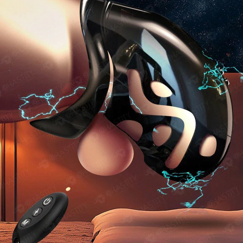 Remote Control Electric Shock Chastity Cage (3 Rings) - Image 6
