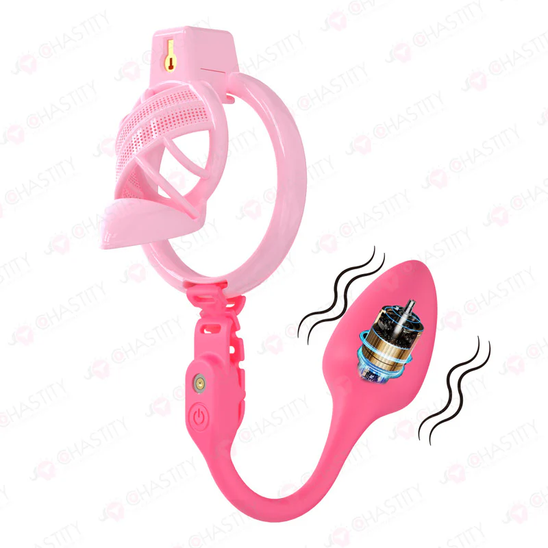 Sissy High Heels Chastity Cage With Remote Controlled Vbrating Butt Plug - Image 3