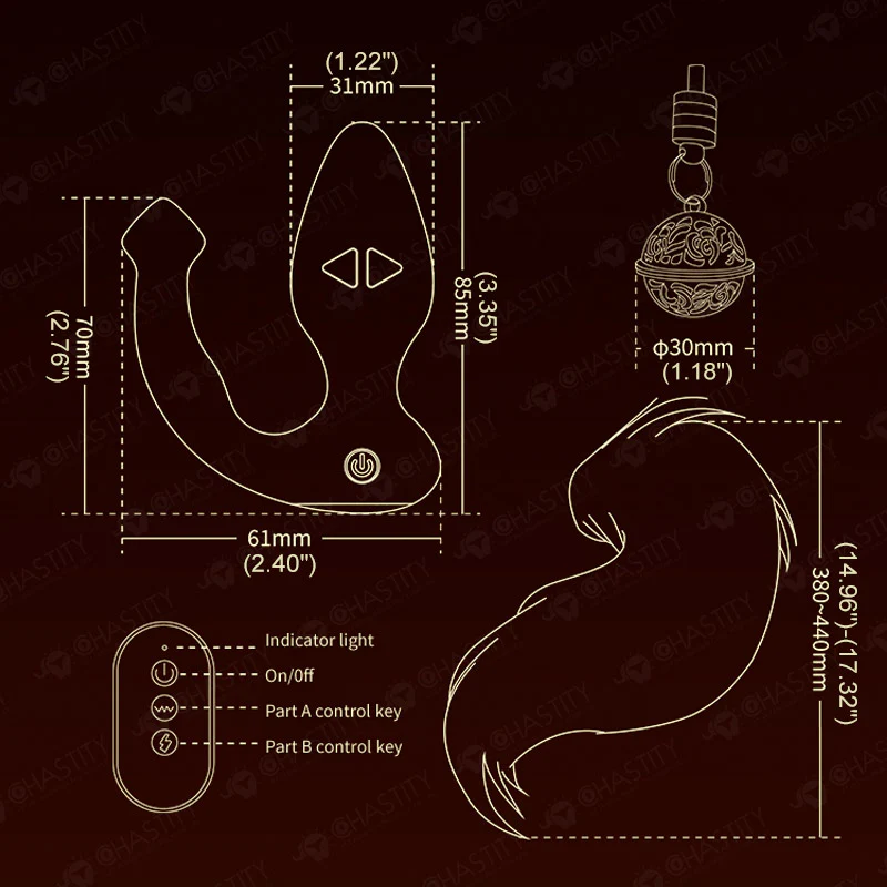 LOCKINK·SEVANDA Tail Butt Plug & Bell Butt Plug (Vibration And Electric Shock) - Image 4