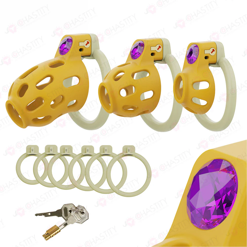 Yellow Chastity Cage With Power Stone - Image 2