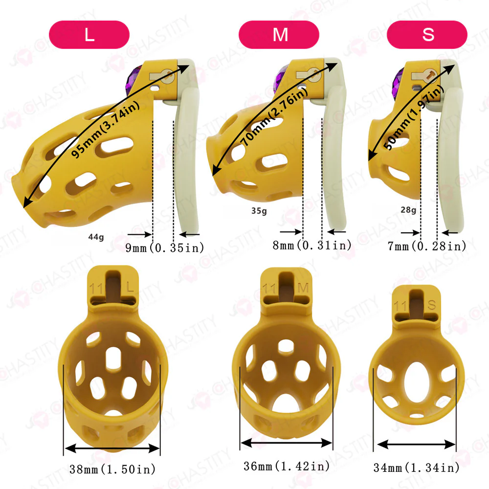 Yellow Chastity Cage With Power Stone - Image 3