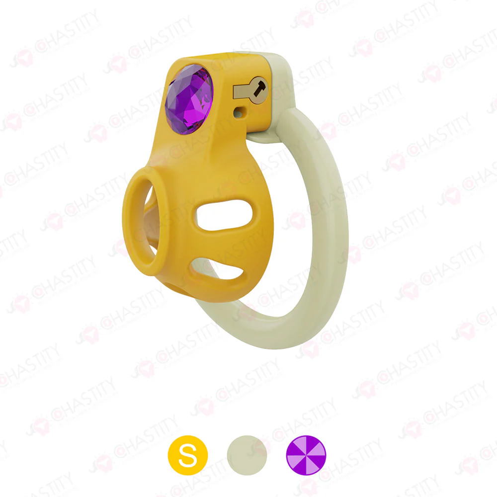 Yellow Chastity Cage With Power Stone - Image 9